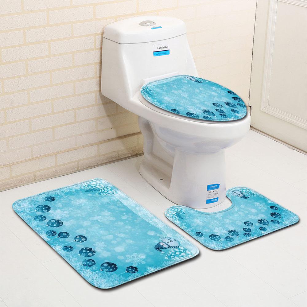 Christmas Bathroom Floor Mat Toilet Three-Piece Set