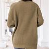 Women's V-neck Solid Color Knitted Cardigan Loose Single-breasted Sweater for Spring and Autumn