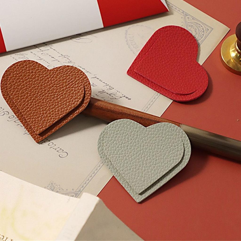 10 Pcs Bible Bookmarks Page Marker PU Leather Bookmarks Heart Shaped Page Marker Simple Book Markers Reading Supplies