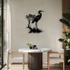 Metal Crane Wall Art, Japanese Style Black Decor for Living Room Bedroom Office