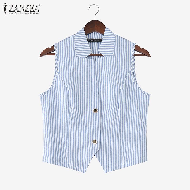 ZANZEA Dámské letní pruhované ležérní topy bez rukávů