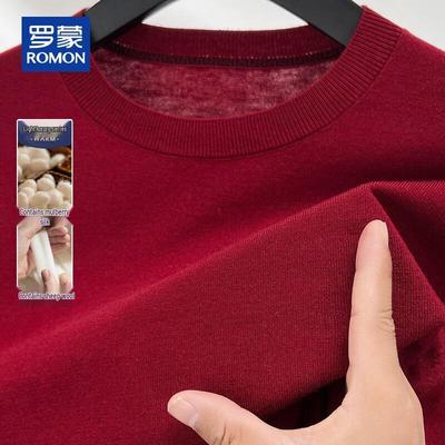 Men's Wool Blend Solid Round Neck Sweater