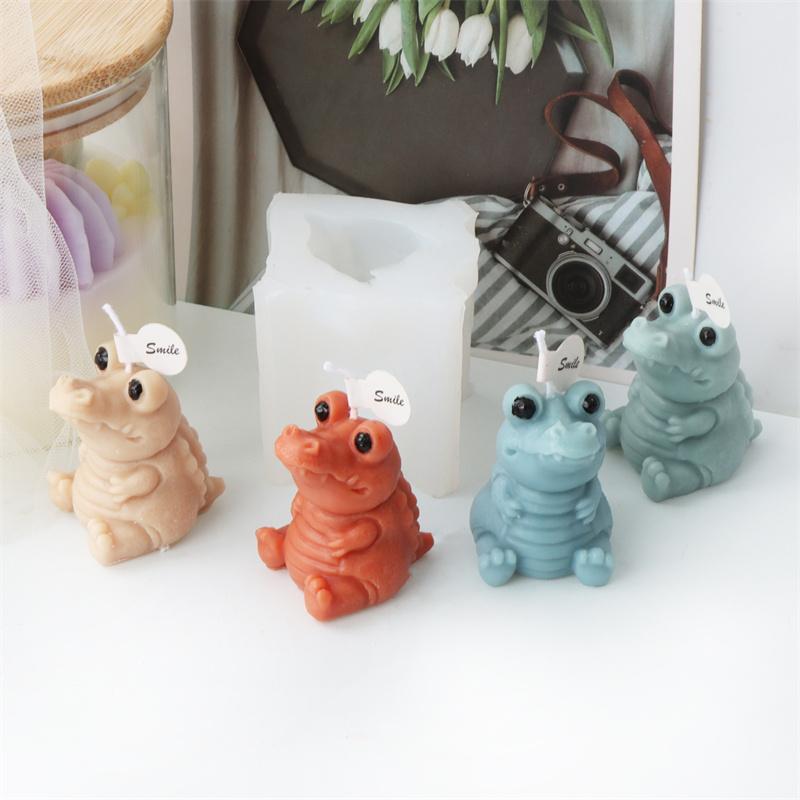 Cartoon Animal Statue Lying Elephant Cartoon Crocodile Silicone Mold DIY Candle Making Molds Plaster Ornaments Home Decor Gifts