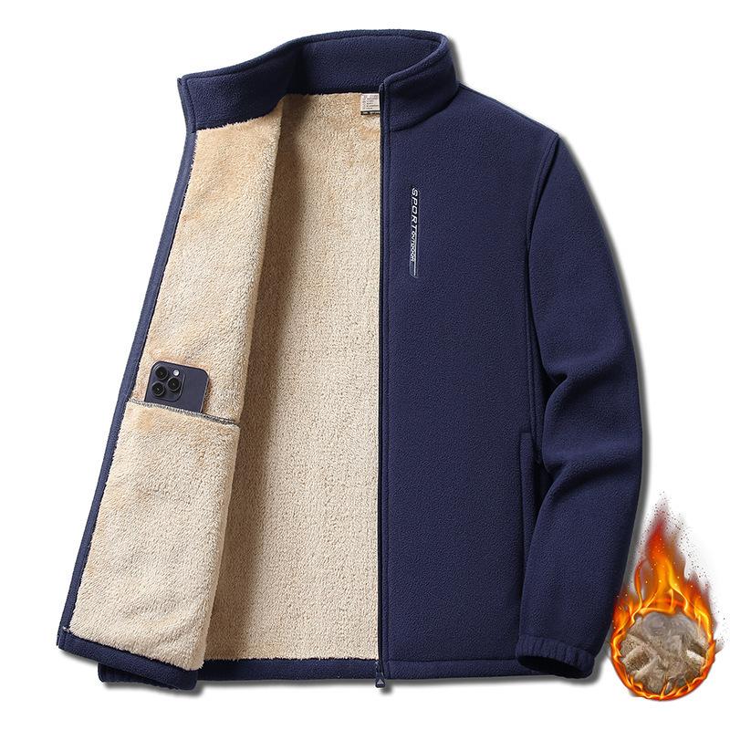 

New Velvet Stand Collar Middle-aged and Elderly Fleece Jacket for Men for Men for Men for Double-sided Velvet Lamb Velvet Jacket for Men L синій