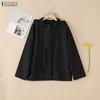 ZANZEA Women Hooded Collar Long Sleeve Patchwork Buttons Casual Hoodies Blouse