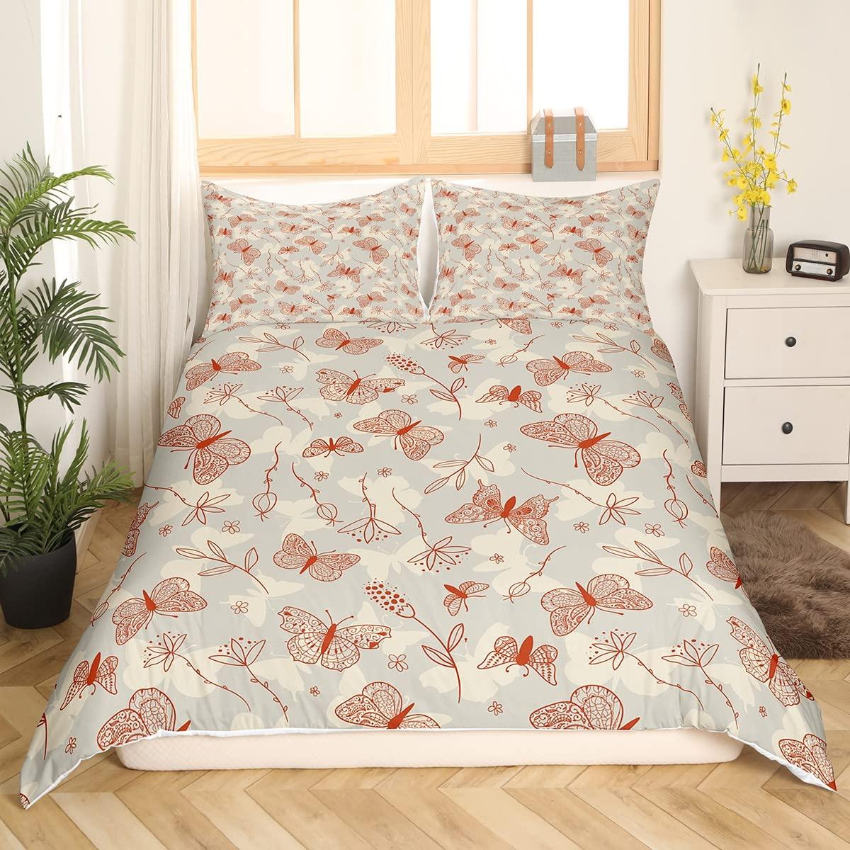 

Vintage Floral Duvet Cover King Queen Retro Flowers Bedding Set Boho Hippie Comforter Cover Groovy Blossom Polyester Quilt Cover EU Single(135x200cm)