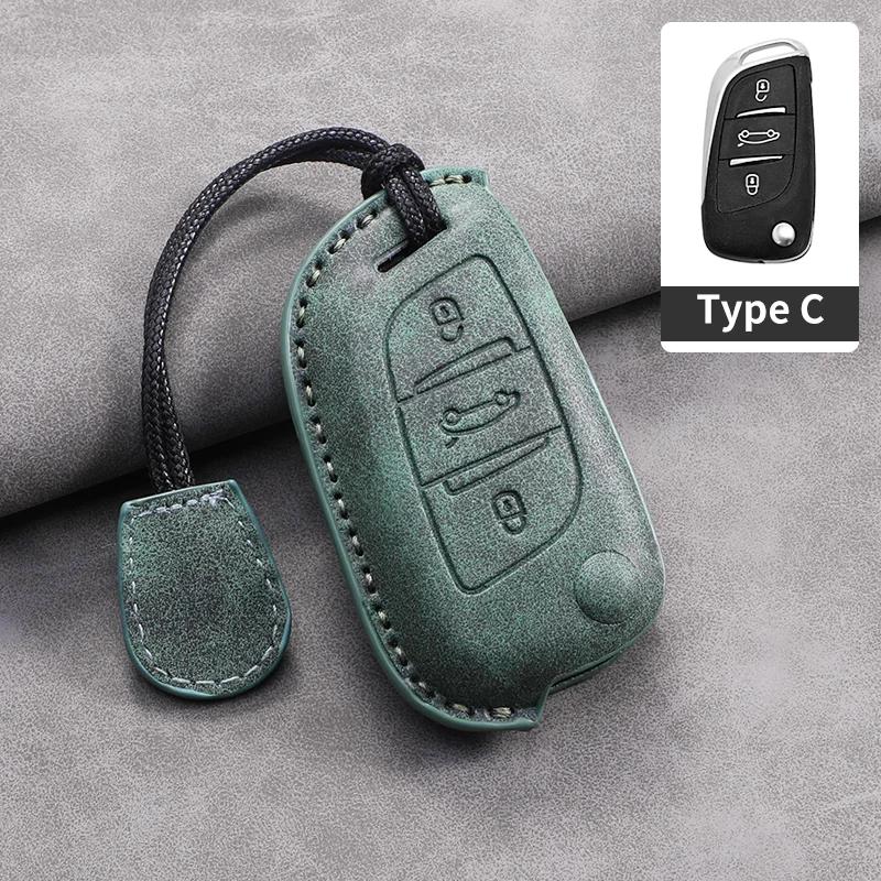 Leather Car Flip Key Case Cover for Peugeot 208 308 408 508 2008 3008 4008 5008 306 407 807 for Citroen C1 C3 C4 CACTUS C6 C8