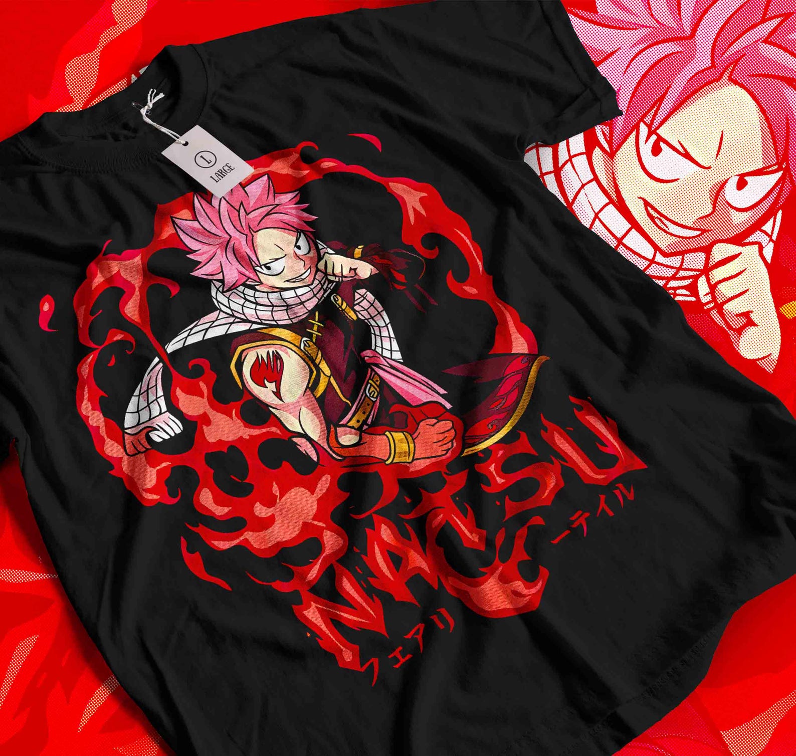 Fairy Tail Natsu Dragneel Shirt, Gray Fullbuster, Gajeel Redfox ,Fairy Tail Guild,Happy, Iron Dragon Slayer, Dragon Slayers, Anime T-Shirt 2XL