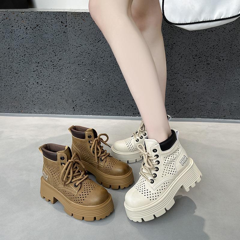 Hollow Martin boots women's summer retro locomotive boots leather short tooling boots versatile women's boots