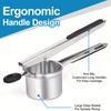 Stainless steel potato masher with silicone handle, potato press, potato purer, with interchangeable mesh