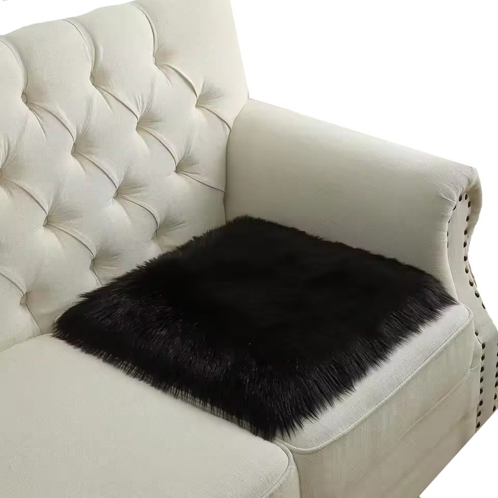 Fluffy Display Dressing Table Mat 45*45cm Shaggy Fur Rugs Sofa Pillow Cushion Chair Cover