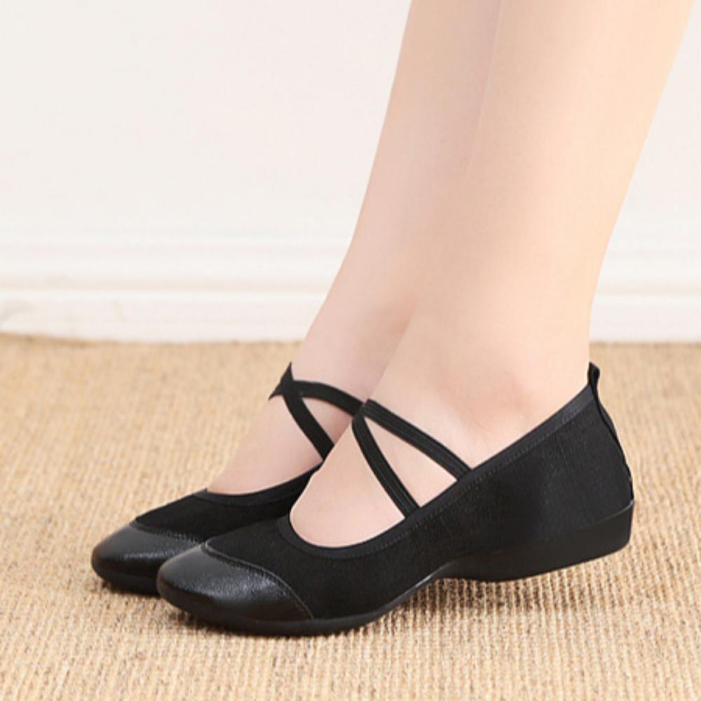 Dance shoes breathable four seasons cowhide bottom non-slip canvas shoes leather soft bottom ladies dance shoes