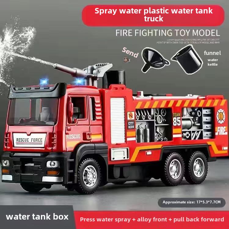 Firefighting Simulation Model: Alloy Fire Truck with Ladder, Water Tanker, Light, Music, and Pull-Back Action.
