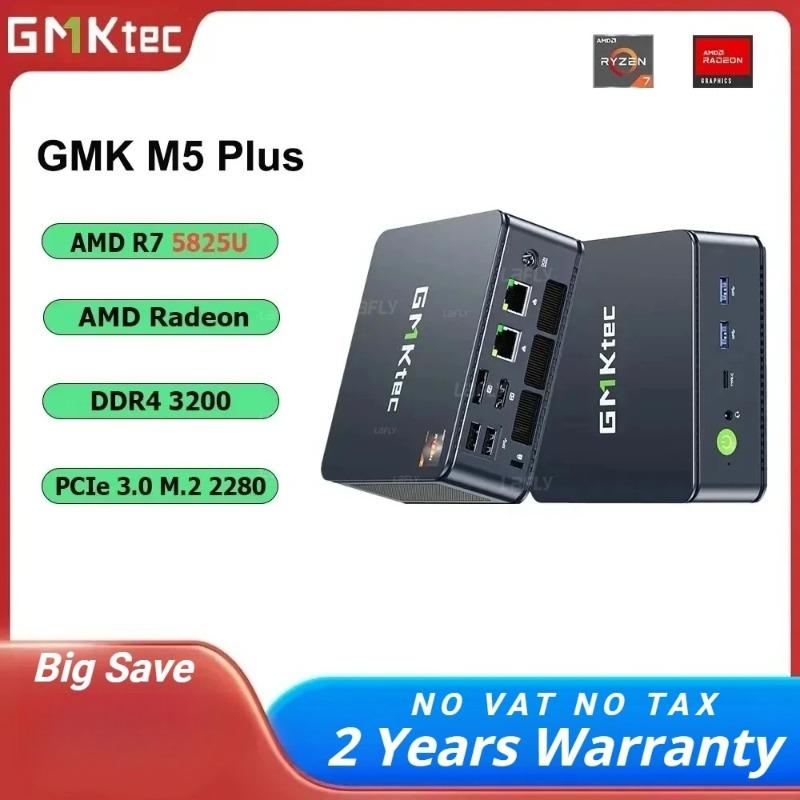 GMKtec M5 Plus Mini PC Ryzen 7 5825U 8G/16G 16/32GB DDR4 512GB/1TB NVMe SSD Windows 11 Pro WiFi6E Doppio LAN 2.5G 3x 4K USB-C