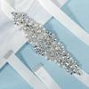 Eleganter Silberner Hochzeits-Strassgürtel Satin-Kleider Accessoires Brautgürtel Kristallperlen Hochzeitsband Schärpe Damen Gürtel