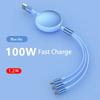 3 in1 Fast USB Cable 6A 100W Data Cable Retractable Portable Charging Line Micro USB Type C Charger Cable For Iphine / Samsung
