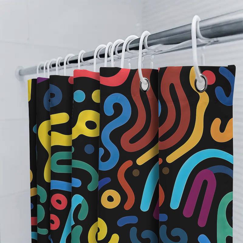 Colorful Abstract Pattern Shower Curtain For Modern Bathroom Decor - Vibrant And Fun Design Waterproof Polyester Easy-Clean