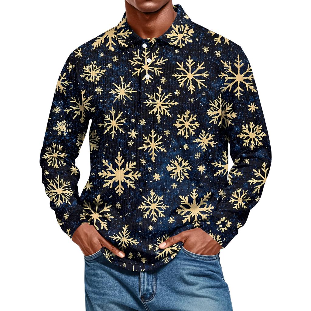Men's Casual Style Solid Color Loose  Shirt Long-sleeved Top