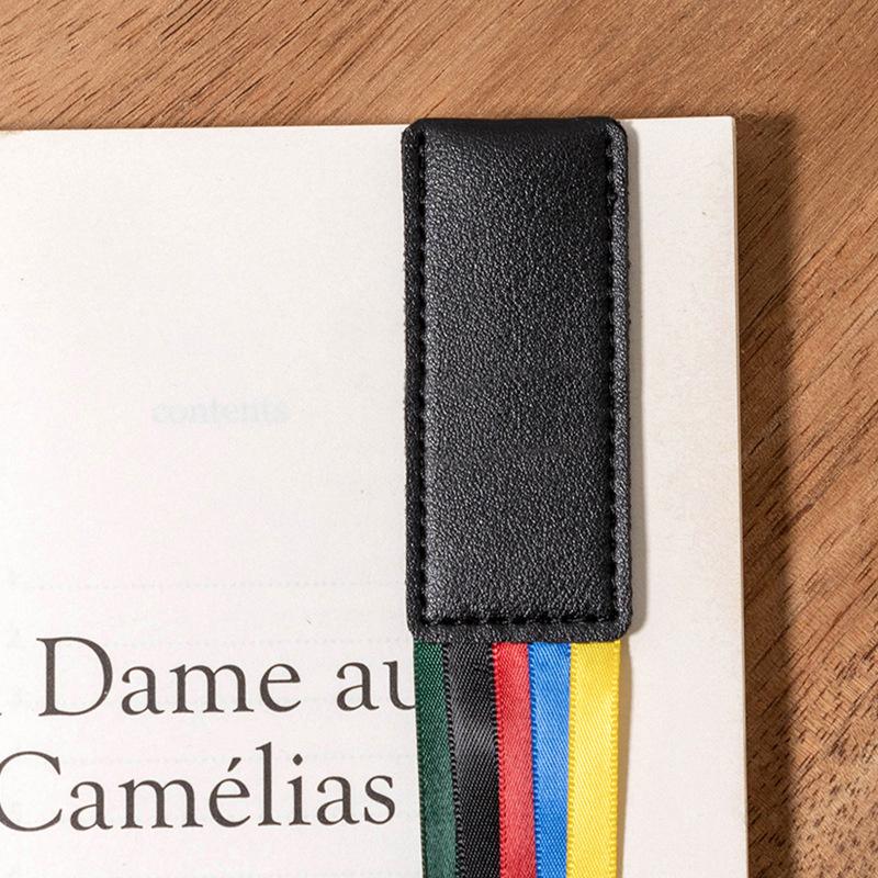 Colorful Ribbon Pu Leather Bookmark Reusable Delicate Ribbon Bookmarks Multi-Purpose Long Tassel Bookmark Student Stationery