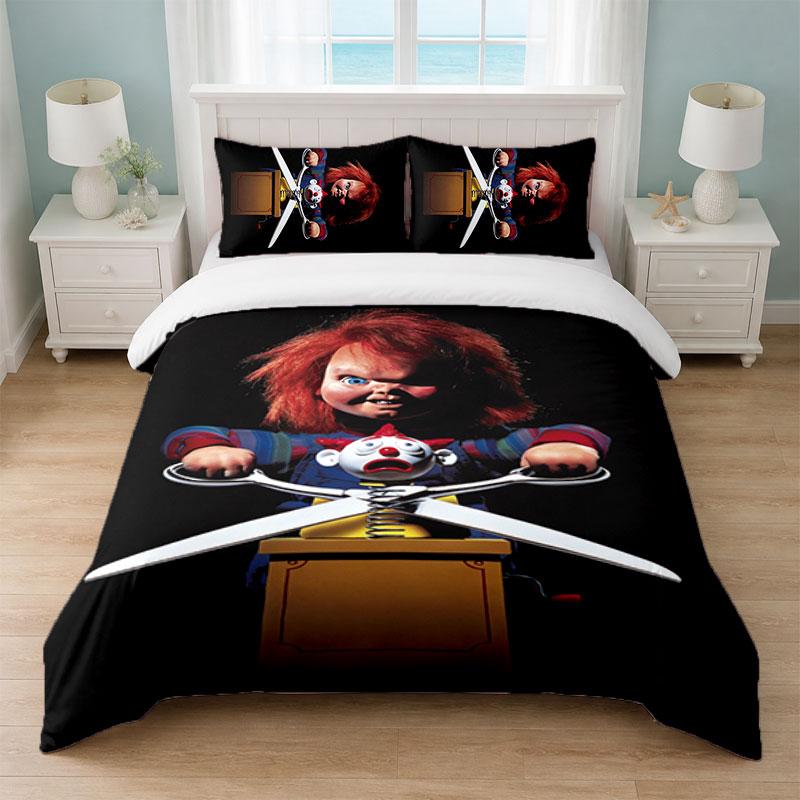 Child's Play Chucky Tiffany Bedroom 3Pcs Bedding Set Soft Bed Sheet Pillowcases Home Bedding Decoration