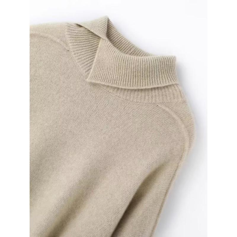 Autumn and Winter New High Lapel Collar Diagonal Split Fork Women's Versatile Loose Pullover Shoulder Sleeve Bottoming Knitted Sweater