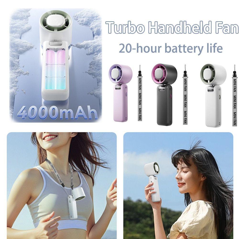 Outdoor Portable Small USB Charging Fan Rechargeable Stand Mini Hand Fan Convenient Compact Turbo Handheld Fan Lash Supplies