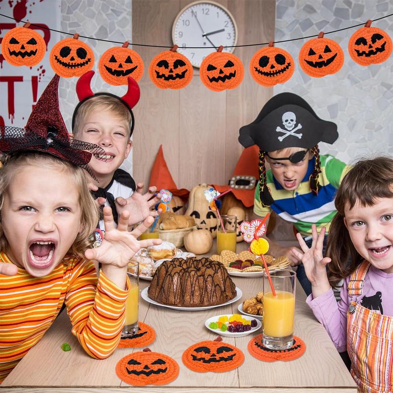 

Halloween Pumpkin Coaster Orange Black Non-Slip Heat Resistant Cup Mats 4X Woven Pumpkin Drink Cup Pad Mats Heat Resistant Drink france