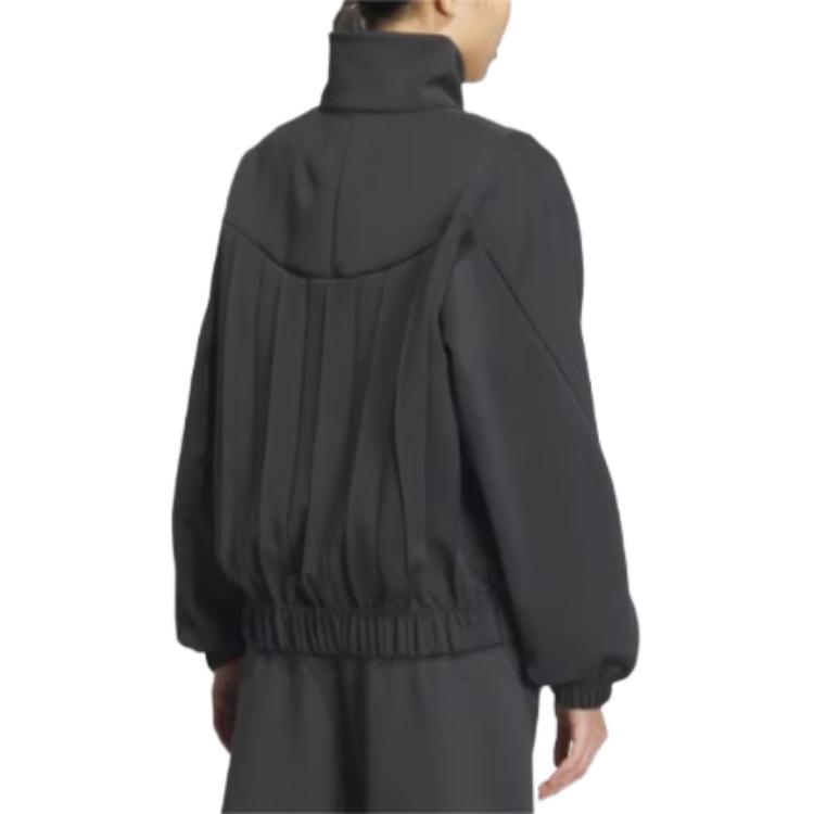 adidas Serie Casual Felpa Pullover Comoda con Collo Alto e Mezza Zip da Donna Nero Carbone JM4258