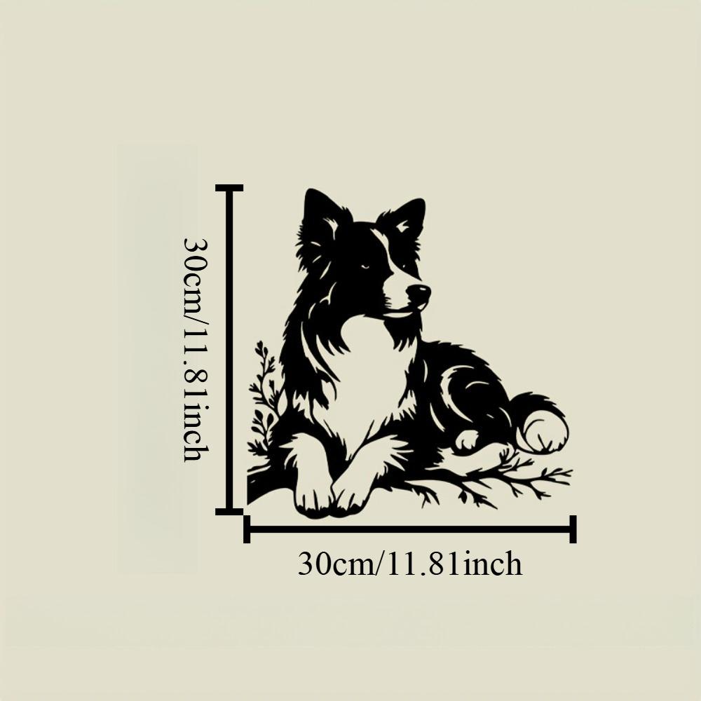 Eisen Wandkunst Border Collie Hund Skulptur Metall Haus Garten Dekor Schwarz Weiß