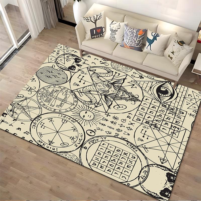 Mystical Symbols Printed Rug Non-slip rug suitable for living room and bedroom sofas