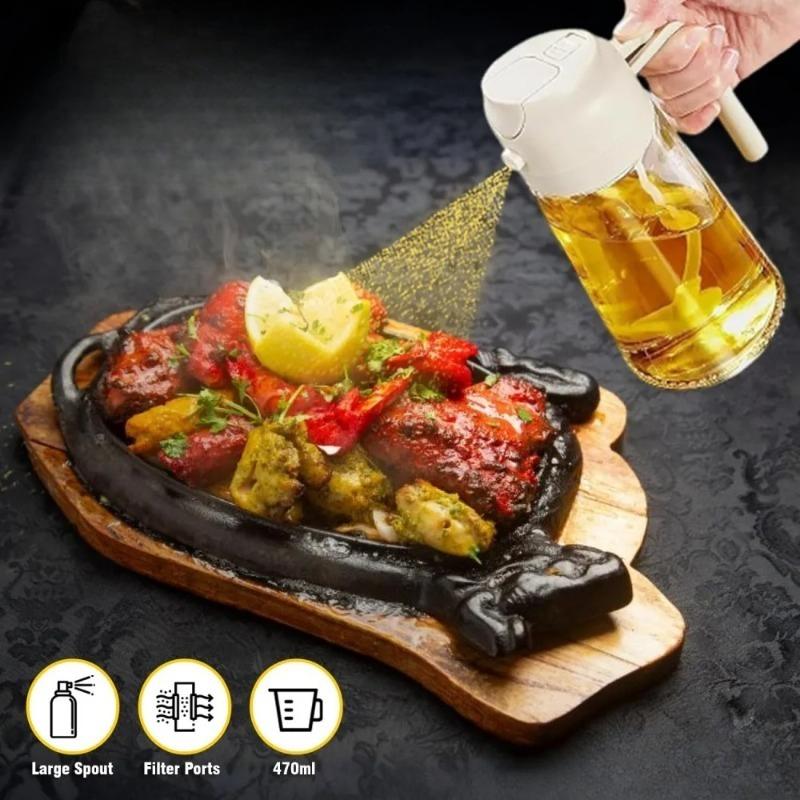 2-in-1 Oil Dispenser Bottle Sprayer Oil Kitchen Olive Oil Sprayer for Cooking Mister for Air Fryer, BBQ, Salad Frying with Brush