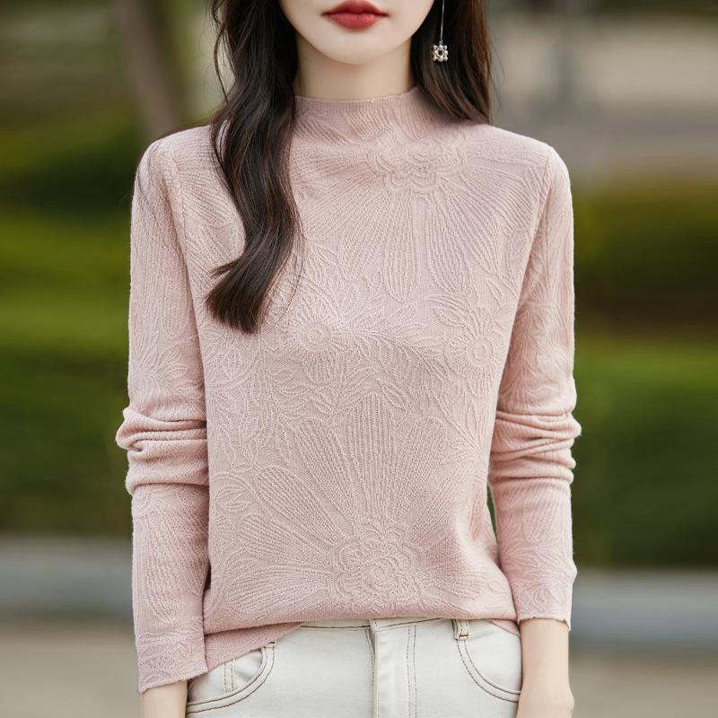 Autumn Women's Knitwear Sweater Half High Neck Bottom Shirt