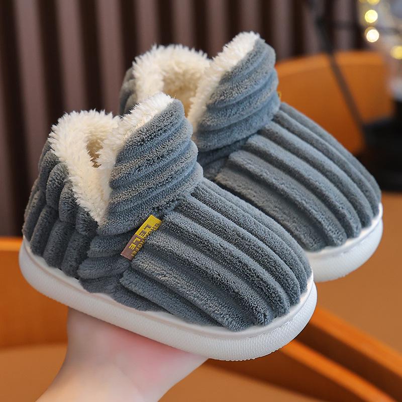 Children's Winter Fluffy Cotton Slippers for Boys & Girls – Non-slip, Warm, Heel-Covered, Parent-Child Design