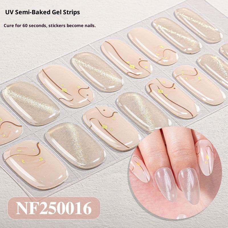 Új Csillámos Macskaszem Félig Kötött Gél Körömmatricák Gradiens Leopárdmintás Gél Körömművészeti Matricák