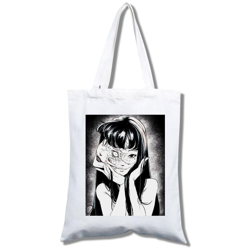 Tomie Junji Ito Bolso Tote Bolsa de Compras Portátil Grande para Mujer Bolso de Hombro Bolsa de Lona