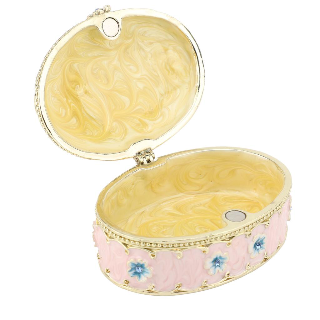 Hand Painted Trinket Box Enamel Vintage Jewelry Storage Box Metal Jewelry Organizer Decorative Rings Earrings Necklace