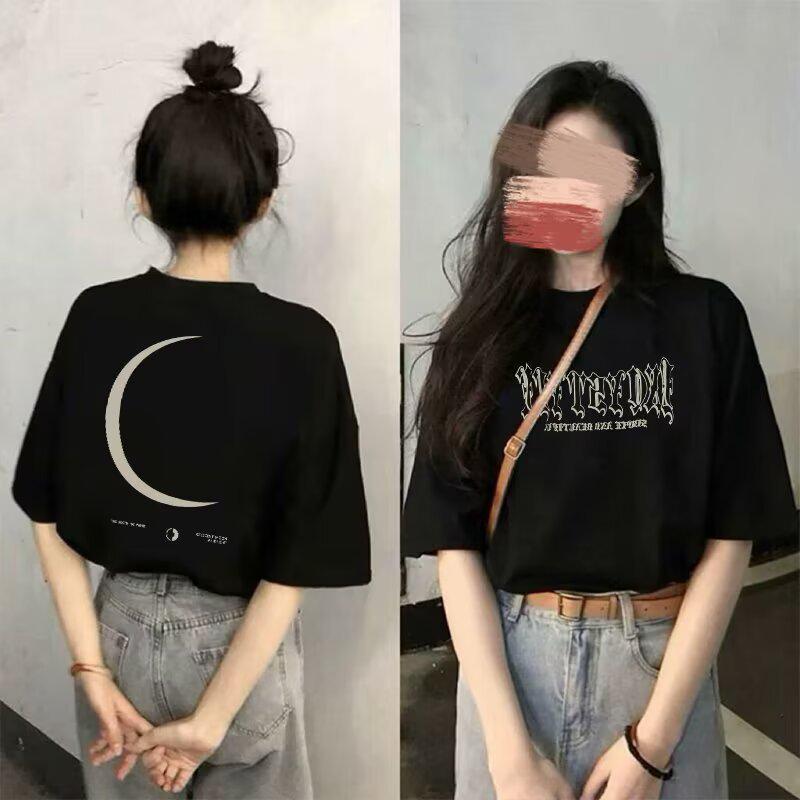 European-Style Women's Gray Short-Sleeve T-Shirt: High-End Summer 2025 White Loose-Fit Pure Cotton Fashion Top
