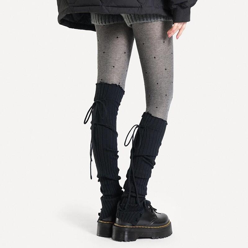 Popular Ballet Yoga Socks Women'S Straps Autumn And Winter Thickened Stack Socks Cover Lace Jk Over The Knee Leg Cover Warm Split Fork