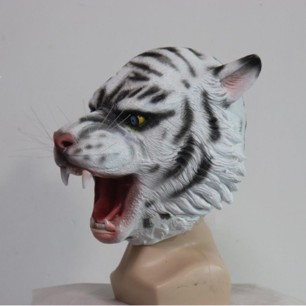 Tiger Mask Wild Animal Latex Full Head Realistic Mask Fancy Dress for Halloween Cosplay Carnival Mask Masque Costume Party Props