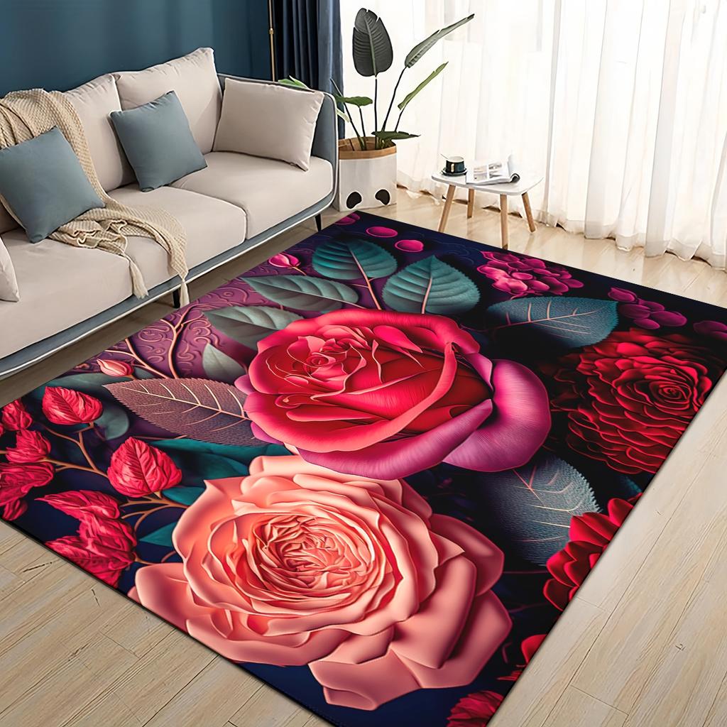 27 Style New Colorful Rose Romantic Flower Love Carpet Rug for Living Room Bedroom Home Sofa Decoration,kids Non-slip Floor Mat