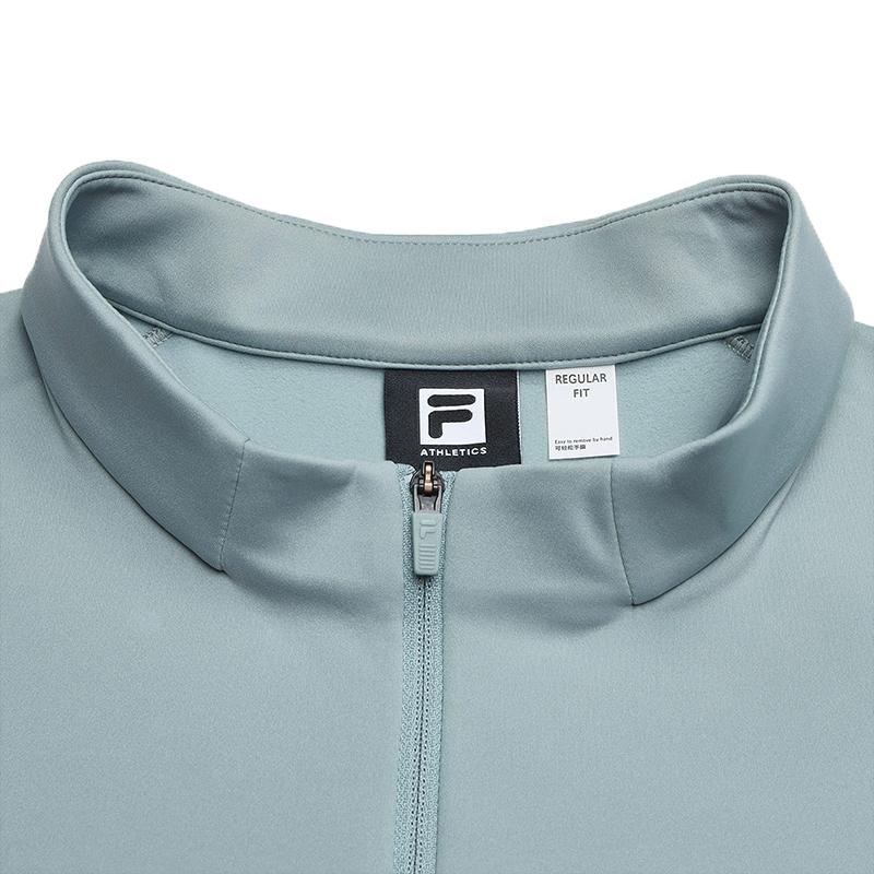 Men's FILA T-Shirts Men's Dark Gray-Green Stand Collar Moderate Straight Fit