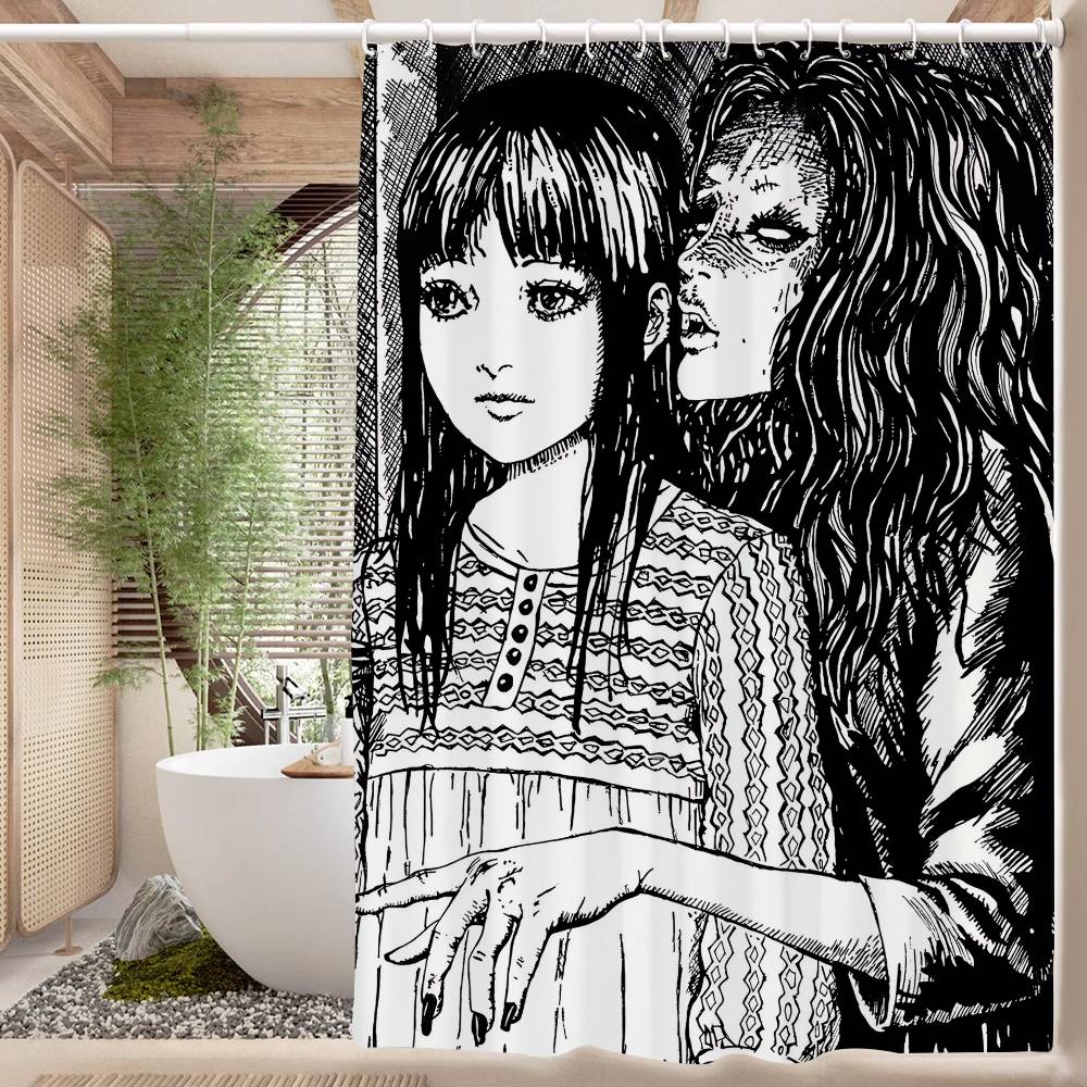 J-Junji Ito T-Tomie 1PC Printed Shower Curtain Waterproof Washable With 12 Hooks Bathroom Shower Home Use