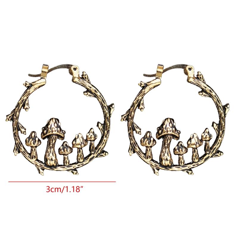 Pilz-Ohrringe für Damen Goldene Pilz-Hänge-Creolen Mädchenschmuck Geschenke Niedlicher Pilz C-förmiger Ohrring