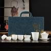 Chinese high-end Dehua suet jade white porcelain tea set Kung Fu teacup office guest cover bowl set
