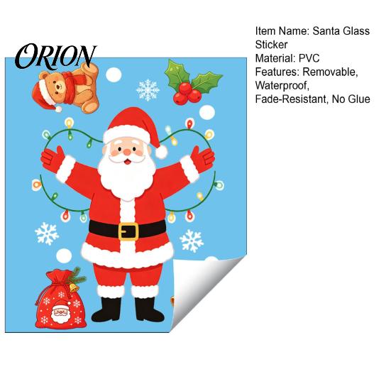 Removable Window Clings for Winter Santa Claus Christmas Static Clings, Glass Stickers with Snowflake Bear Waterproof PVC Doors Bell Patterns,