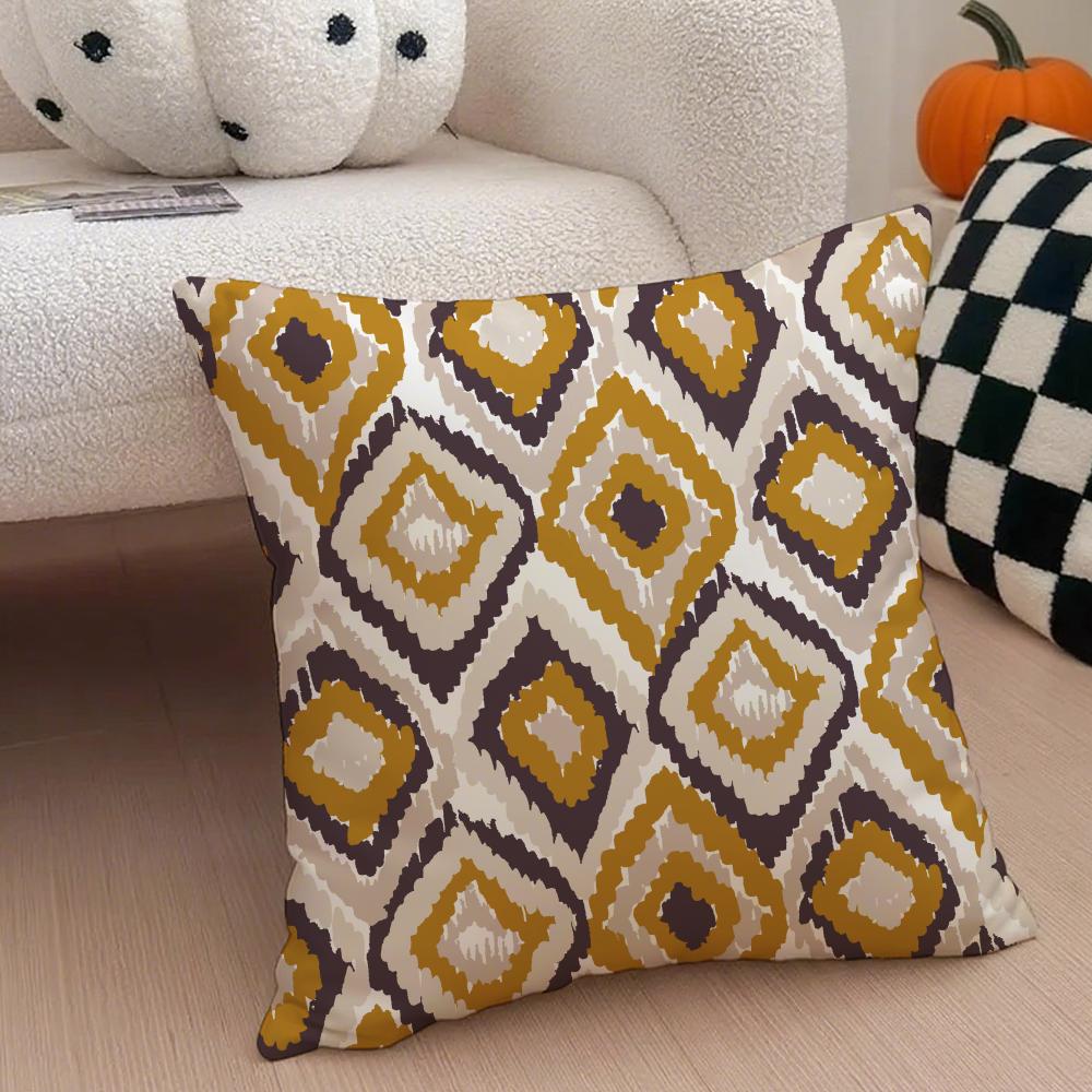 Boho Textile Pattern BBohemian Ethnic Prints Cushion Cover Throw Pillow Cover Hidden Button Durable Polyester Chair Cushion