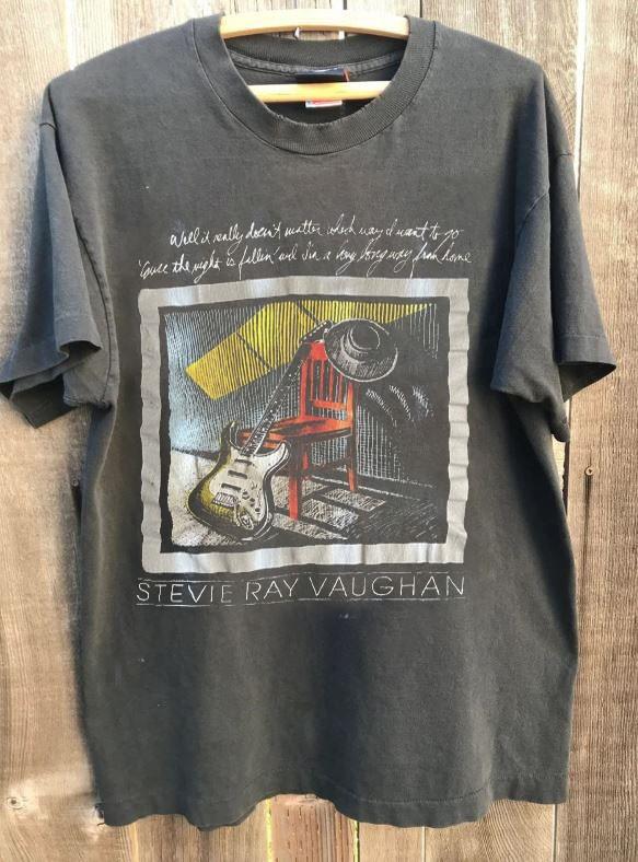 

Stevie Ray Vaughn Tribute 1990 Tour Rare Design Charcoal Unisex T shirt WA4154 Unisex T-Shirt XXXL