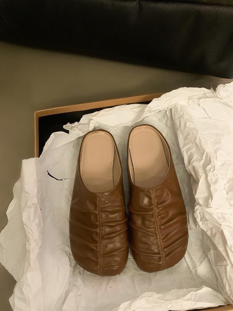 Flat bottom one pedal bag head half slippers fairy shoes wear 2025 new spring and summer French Korean version lazy shoes