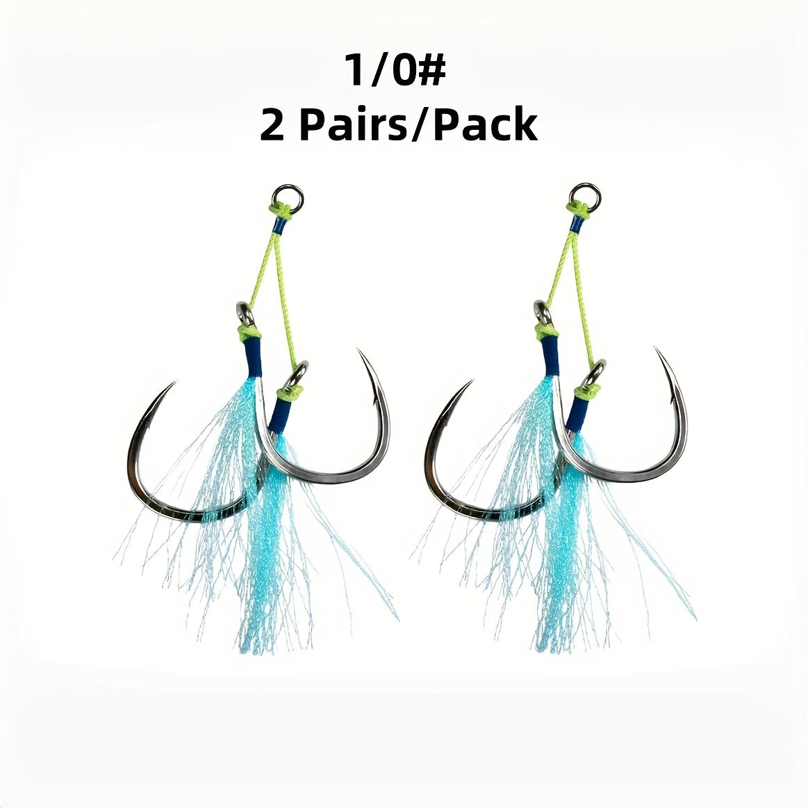 2pcs 8062 Heavy Jigging Wire Hooks - 49 Strands Steel Wire, UV Glow-in-the-Dark Design 1/0# - 2Pairs/Pack