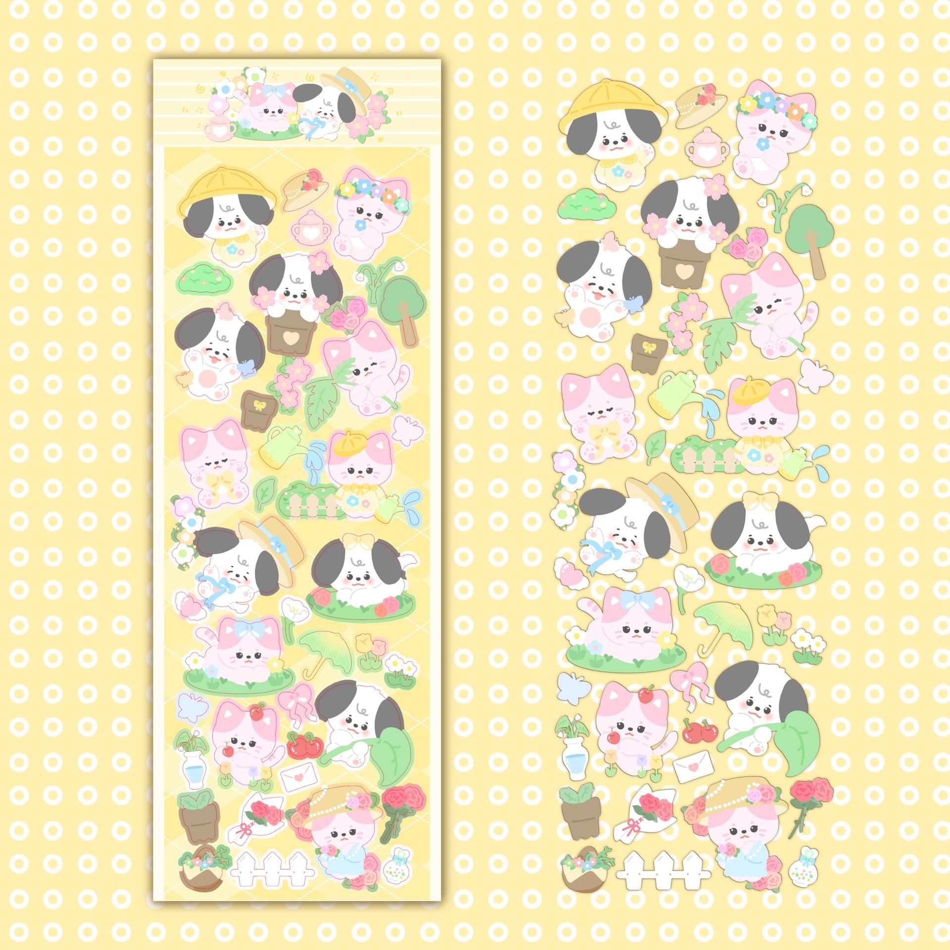 Корейская популярная лазерная наклейка с изображением кошки и щенка Gooka — фото 5